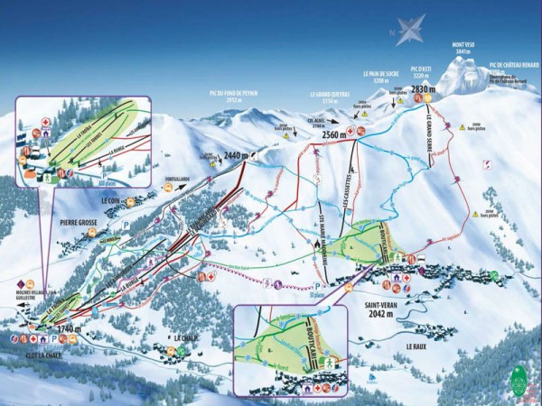 Plan des piste de ski de Molines - Saint-Véran